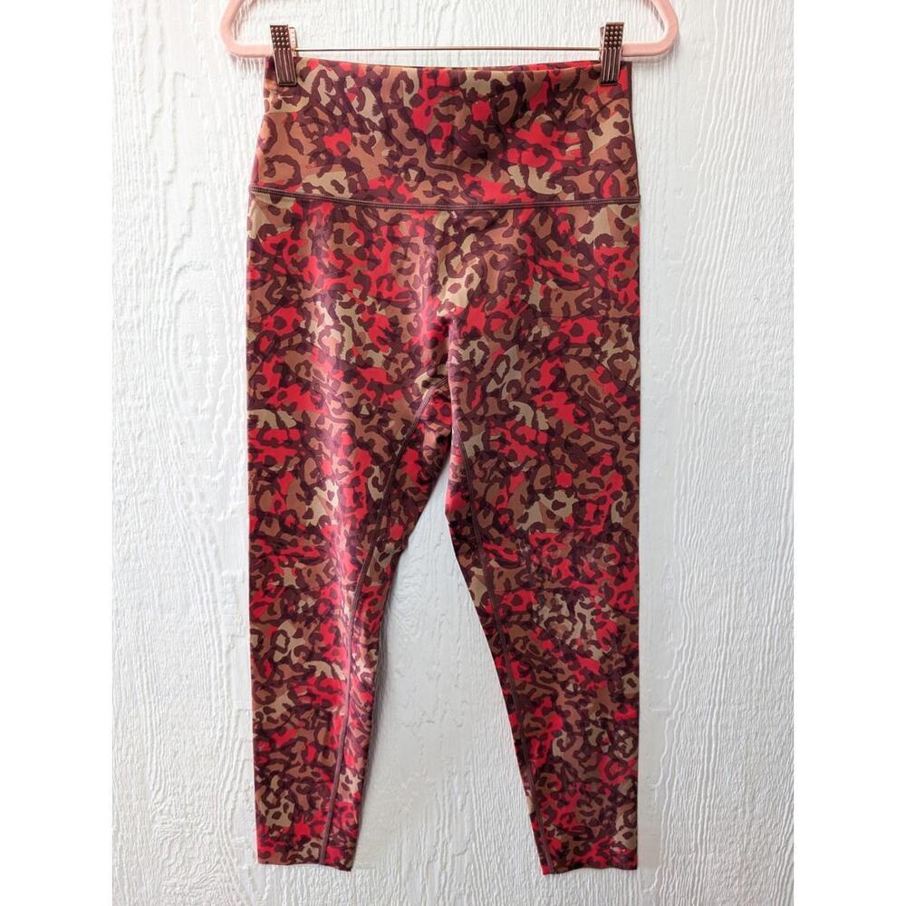 Aerie Offline‎ Goals High Rise Printed Red Brown Athletic Leggings Women’s Large